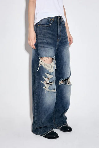 Cut Damage Wide Jeans