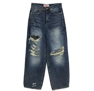 Cut Damage Wide Jeans