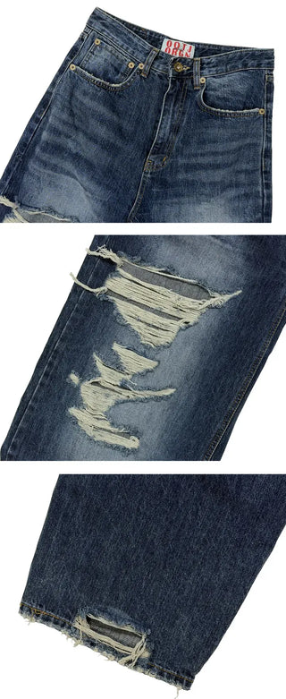 Cut Damage Wide Jeans