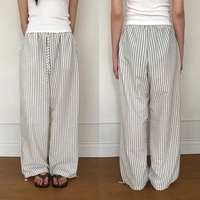 Seersucker Billed Elastic Waist Pants