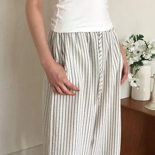 Seersucker Billed Elastic Waist Pants