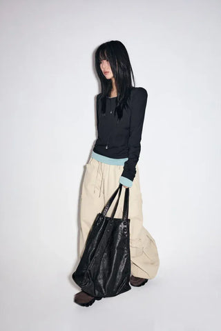 Garter Diagonal Cargo Pants