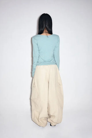 Garter Diagonal Cargo Pants