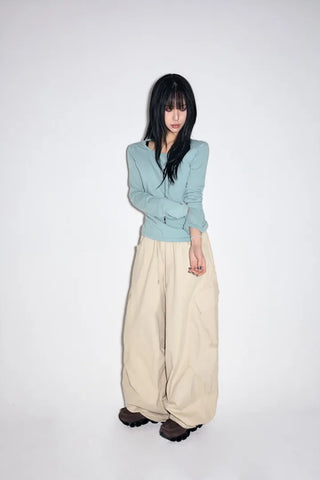 Garter Diagonal Cargo Pants