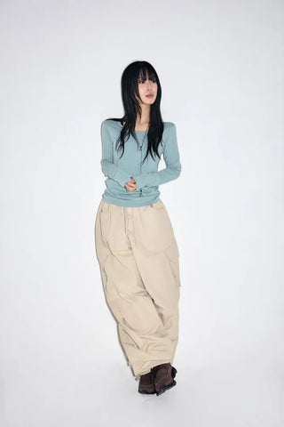 Garter Diagonal Cargo Pants
