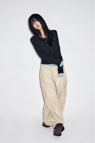 Garter Diagonal Cargo Pants