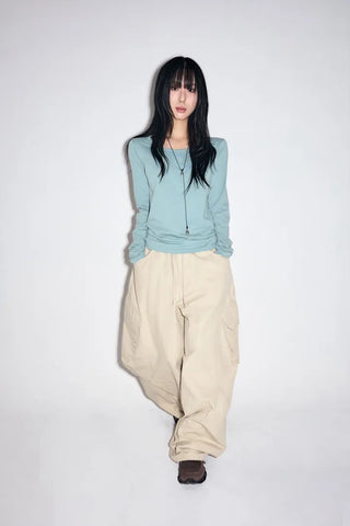 Garter Diagonal Cargo Pants