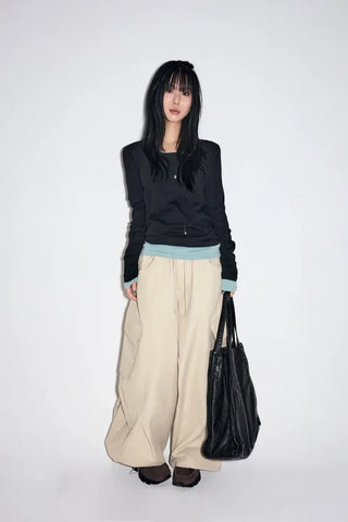Garter Diagonal Cargo Pants