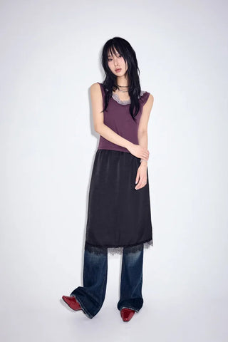 Ring Ring Lace Midi Skirt