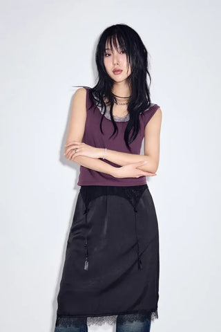 Ring Ring Lace Midi Skirt