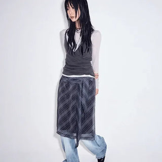 Nutty Check Wrap Skirt
