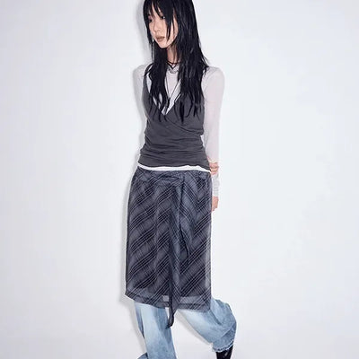 Nutty Check Wrap Skirt
