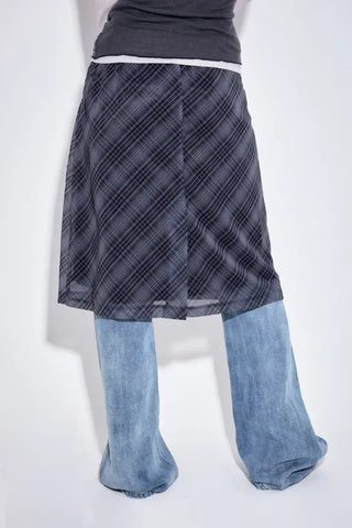Nutty Check Wrap Skirt