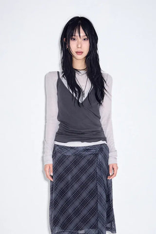 Nutty Check Wrap Skirt
