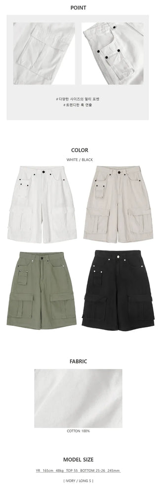 Multi-pocket Cargo Bermuda Pants