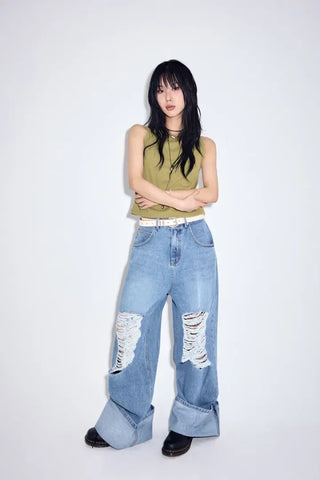 Ditto Roll-up Wide Jeans