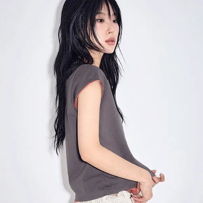 Marron Round Half Tee