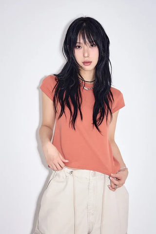 Marron Round Half Tee