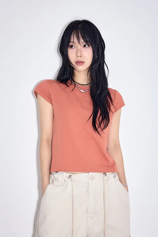 Marron Round Half Tee