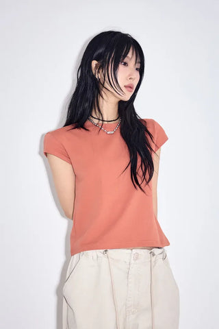 Marron Round Half Tee