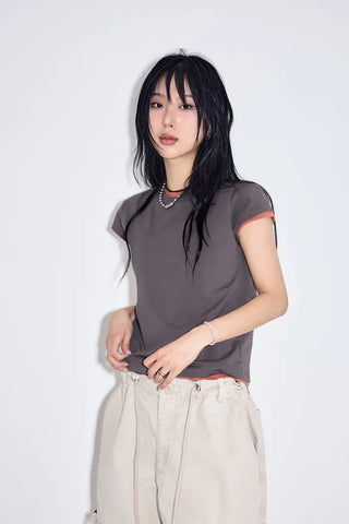 Marron Round Half Tee