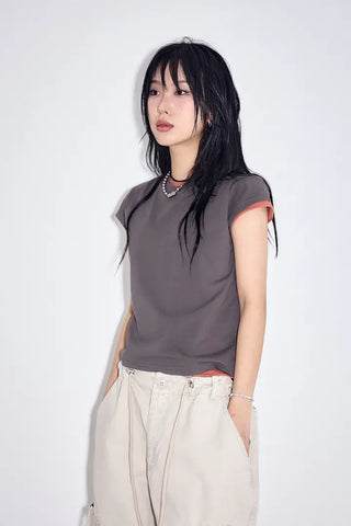 Marron Round Half Tee