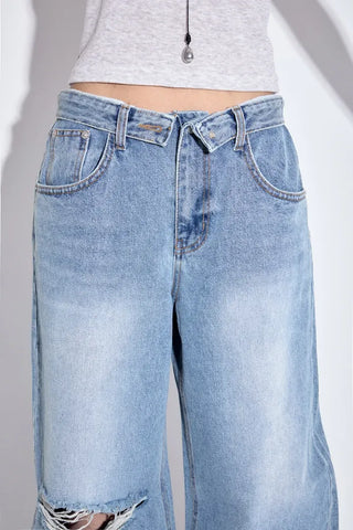 Obi folding wide jeans