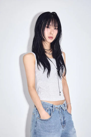 Obi folding wide jeans