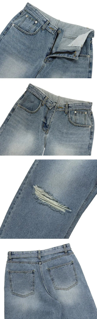 Obi folding wide jeans