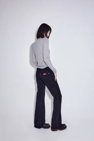 Ribbed Cotton Flare Jeans
