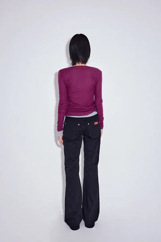 Ribbed Cotton Flare Jeans