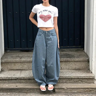 Patch Carpenter Stripe Balloon Jeans