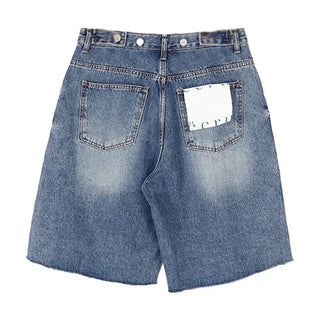 Tab-cut Denim Bermuda Pants