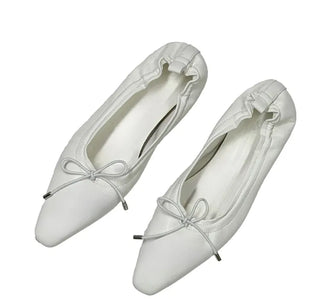 Ribbon Shirred Flat Shoes