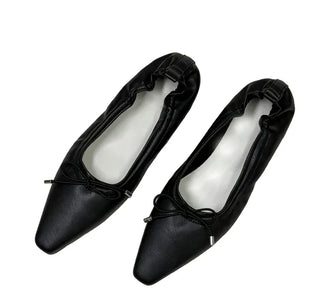 Ribbon Shirred Flat Shoes