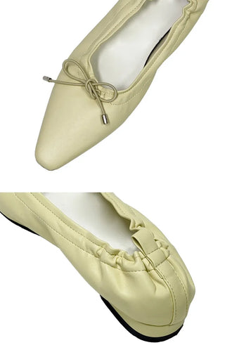 Ribbon Shirred Flat Shoes