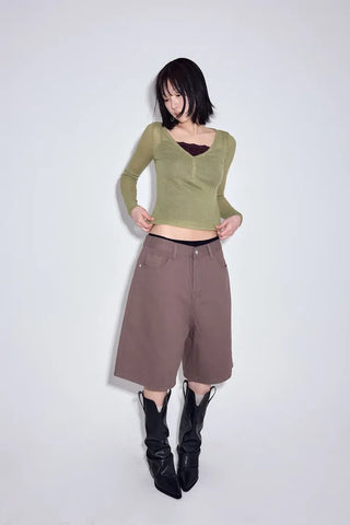 Matte Cotton Bermuda Pants