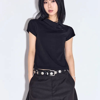 Apo Button Collar Half Short Sleeve Tee
