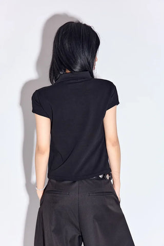 Apo Button Collar Half Short Sleeve Tee