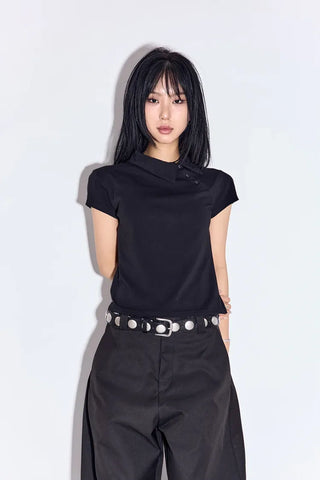 Apo Button Collar Half Short Sleeve Tee