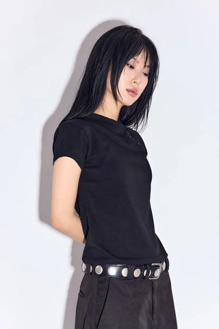 Apo Button Collar Half Short Sleeve Tee