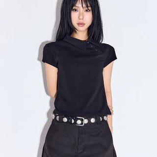 Apo Button Collar Half Short Sleeve Tee