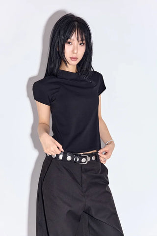 Apo Button Collar Half Short Sleeve Tee