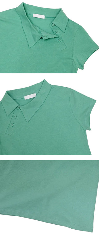 Apo Button Collar Half Short Sleeve Tee