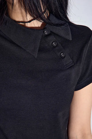 Apo Button Collar Half Short Sleeve Tee