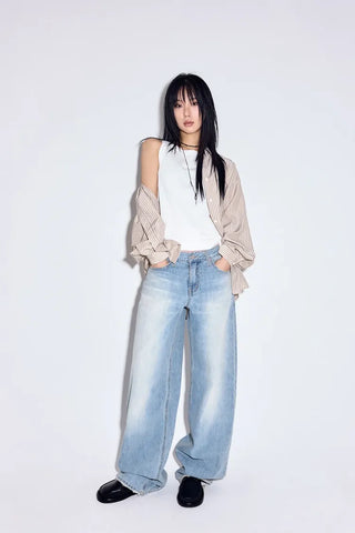 Romantic Sagging Wide Jeans