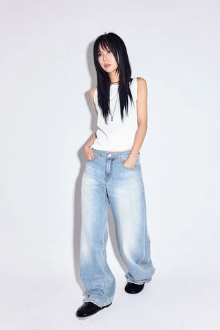 Romantic Sagging Wide Jeans