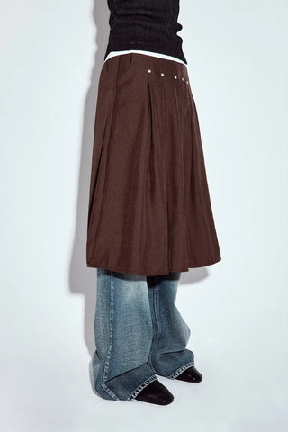 Studded Pleated Midi Skirt
