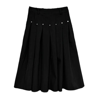 Studded Pleated Midi Skirt