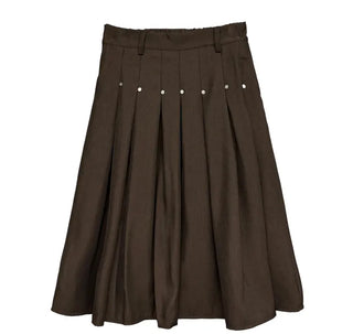 Studded Pleated Midi Skirt